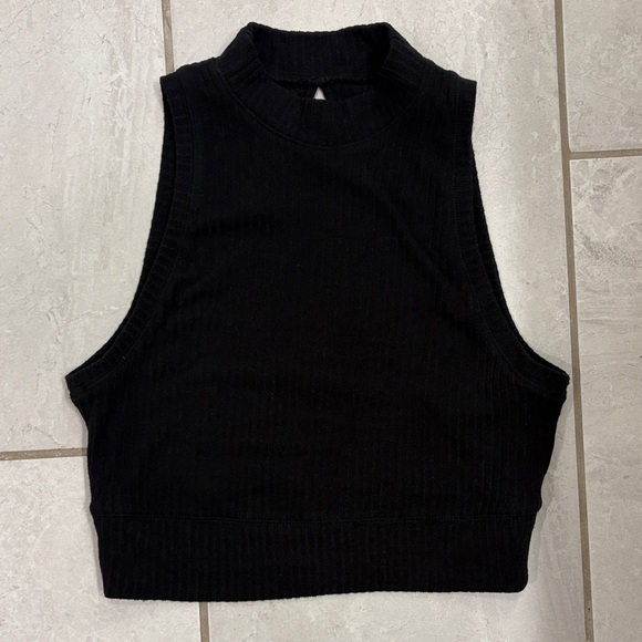 Abercrombie & Fitch Black Ribbed Crop Top - Picture 1 of 3